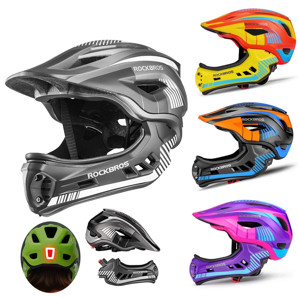 ROCKBROS Kids Children Helmet Full Face Cycling Skateboarding Scooter Adjustable - Image 1 of 4