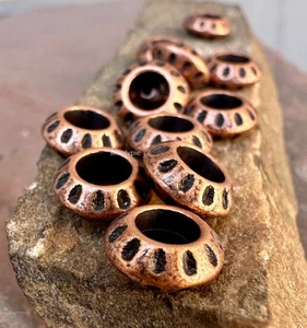 Antiqued Copper Large-Hole Rondelle 10x4mm 12 Pcs - Picture 1 of 7