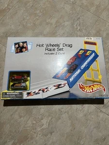 NIB Vintage 1996 Mattel Hot Wheels Drag Race Set Carrying Case w/ 2 Cars 65766 - Picture 1 of 4