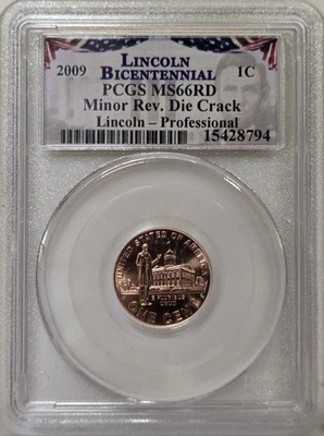 2009 1C PCGS MS66RD - Lincoln Bicentennial  Professional - Minor Rev. Die Crack - Image 1 of 2