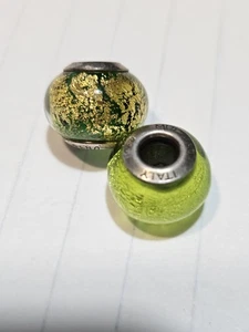 Juego de 2 dijes de pulsera de cristal de Murano Italia de plata de ley 925 - Imagen 1 de 4