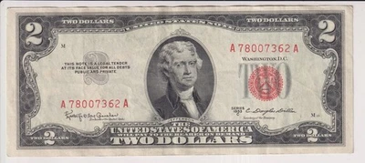 TWO DOLLAR FEDERAL RESERVE NOTE UNITED STATES OF AMERICA SERIES 1953 C $2 BILL - Image 1 of 2