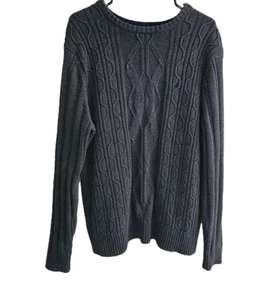 Nautica Men's Cable Knit Crewneck Navy Blue Sweater Size Large Embroidered Logo - Picture 1 of 10