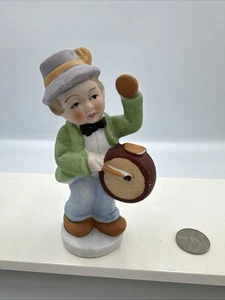 Antigua figura de cerámica de niño y perro de música baterista, 5” de alto X 2 Japón ocupado - Imagen 1 de 13