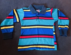 Cuello polo vintage Liberty niños manga larga rayas talla 2T bloque de color - Imagen 1 de 8