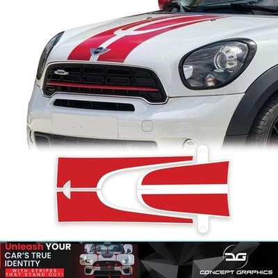 Adesivo decalcomania vinile strisce cofano adatto a Mini Countryman Cooper S R60 JCW All4 - Immagine 1 di 3
