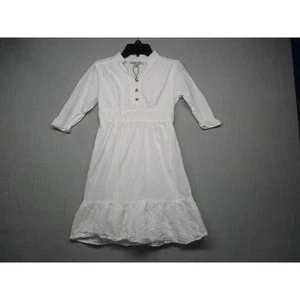 Speed Limit White Boho Broderie Anglaise Button Front A-line Dress kids Size 10 - Picture 1 of 14
