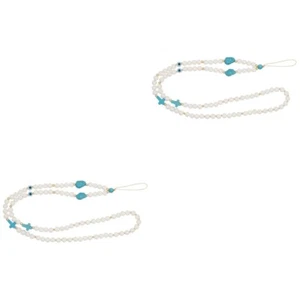 2 PCS Turquoise Mobile Phone Chain Beaded Charm Lanyard Hanging Neck Strap - Zdjęcie 1 z 12