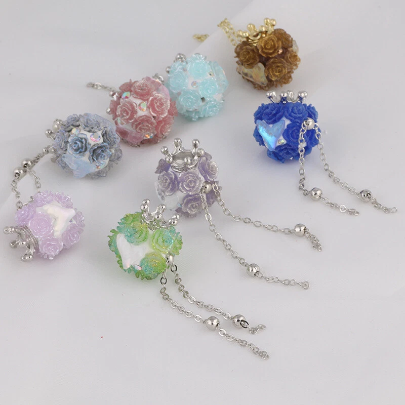 5X Shiny Crown Tassel Beads Ball Straight Hole Flower Decor Necklace Accessories - Image 1 of 4