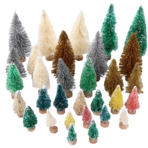 40 Pcs Wood Base Sisal Tree Christmas Snow Tree Miniature Fake Christmas Tree - Picture 1 of 12