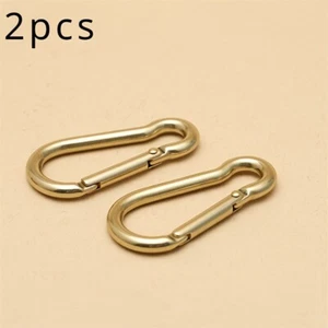2x Brass Locking Carabiner Clip Snap Hook Outdoor Climbing Buckle Gold Home Sets - Picture 1 of 6