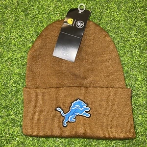 Beanie Detroit Lions Adult Brown Winter Knit Hat Cap Toboggan Sideline USA - Picture 1 of 5