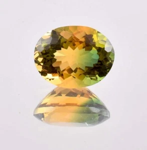 Flawless Natural 20 x 10 Bi-Color Yellow-Green Tourmaline GIT Certified Gemstone - Picture 1 of 6