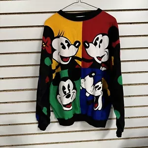 Mickey and Co Color Block Sweater Sweatshirt Unisex All Over Print Vintage Polka - Picture 1 of 8