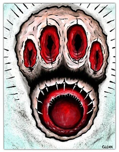 Original macabre art Painting by dark artist EMMA GLENN 2023  "EYELESS PREDATOR" - Picture 1 of 1