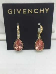 $ 38 Givenchy Pfirsich Kristall Goldton Pave Träne Ohrringe #731 GE - Bild 1 von 7