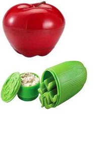 Hutzler 2-Pack Celery and Apple-Red W/ Dip Cup To-Go -Travel Storage Containers - Picture 1 of 7
