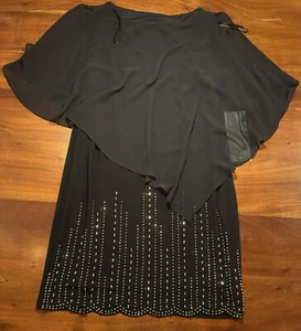 DJ-Jaz Women’s Black Sleeveless Dress with Slit Cape Dress Size 12 NEW - Picture 1 of 10