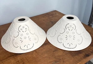 LAURA ASHLEY White Ceramic Pendant Shades Decorative Toile De Jouy Design X 2 - Picture 1 of 9