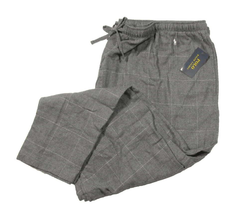 Pantalones para dormir Polo Ralph Lauren grandes y altos de franela ligeros a cuadros grises para hombre Foto 1 de 1