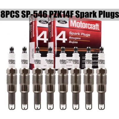 8Pcs Motorcraft SP546 Spark Plugs SP-546 PZK14F Genuine New For Ford F150 F250 Foto 1 de 4