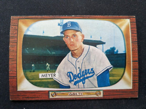1955 Bowman Baseball Card # 196 Russ Meyer - Brooklyn Dodgers (VG/EX)