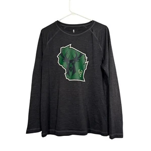 Camisa gris manga larga poliéster talla grande Milwaukee Bucks Fanatics - Imagen 1 de 10