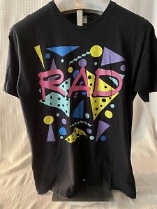 RAD 1980’s Throwback Tee Shirt Size XL Black with Large Graphic on Front
