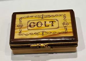 VINTAGE PEINT MAIN LIMOGES FRANCE HAND PAINTED HINGED COLT TRINKET BOX - Picture 1 of 3