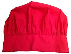 VINTAGE CHEF HAT RED UNCOMMON THREADS ADJUSTABLE COOKING KITCHEN FOOD SERVICE - Picture 1 of 11