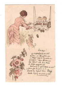 Postal Alemania Baviera 1898 Niños en un columpio Meissner Buch - Imagen 1 de 2