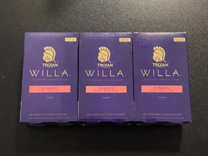 3 Ct Trojan Willa Lubricated Latex Condoms Ribbed 10 Count Exp  06/24 - Picture 1 of 3