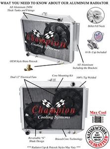 RN Champion 3 Row Radiator,12" Fans-1966-1969 Chrysler Town & Country V8 Engine - Picture 1 of 9