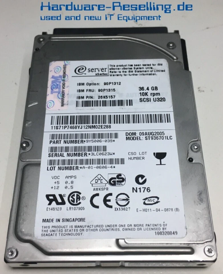 IBM SCSI U320 36,4GB 10KRPM ST936701LC FN 90P1312 26K5157 90P1315 9Y5006-039 - Immagine 1 di 1