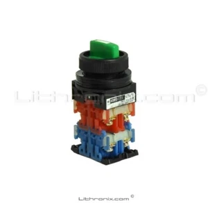 Interruptor selector perilla de 3 posiciones AB30PCR-3174G 2 no+ 2 NC, FUJI ELÉCTRICO verde  - Imagen 1 de 2