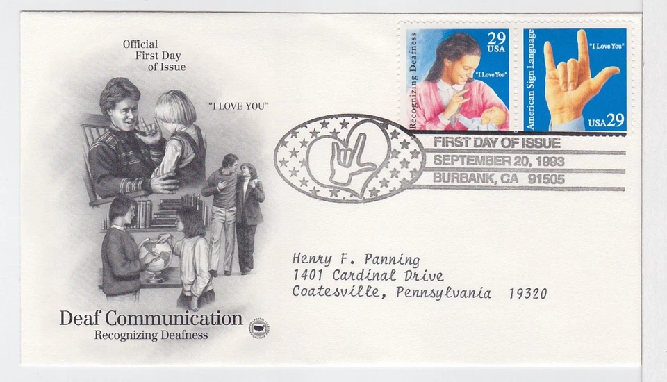 TurtlesTradingPost- Deaf Communication- 1993 #2783-4 FDC Artcraft Variety Cachet - Image 1 of 1