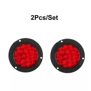 2pcs 4" 16 LED Round Truck Trailer Tail Stop Turn Brake Lights Chrome Grommet - Bild 1 von 8