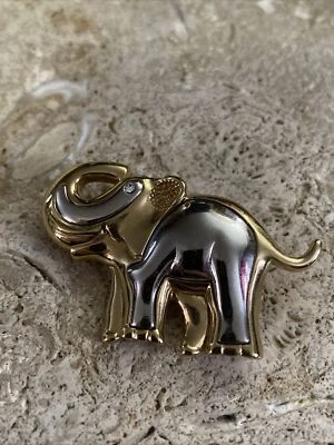 Prendedor/broche elefante con estrás dorado y plateado de dos tonos de Lia Sophia #1149 Foto 1 de 4