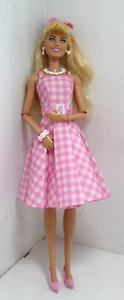 VTG Barbie Doll Barbie the Movie Pink and White Gingham Dress Jewelry Shoes - Picture 1 of 6