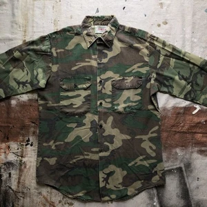 Vintage 60s ERDL Kamo Button Up Shirt (Size Medium) Ripstop Camo Distressed - Picture 1 of 9