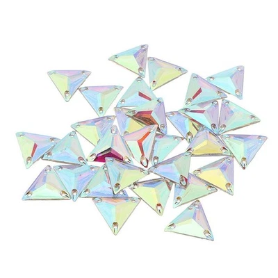 30 Clear Acrylic Triangle Crystal Buttons Sew On - Image 1 of 3