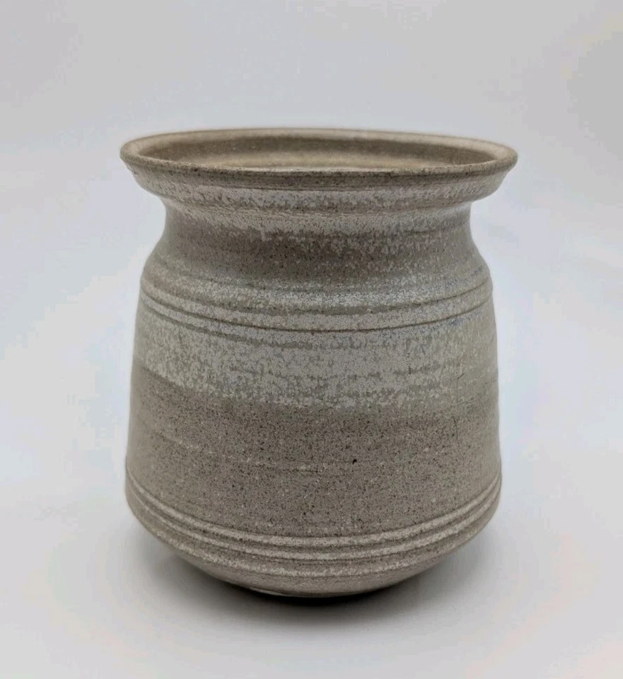 Stoneware Pottery Vase Signed KH - Earth Tone 12cm Cottage Core Countryside  - Image 1 of 4