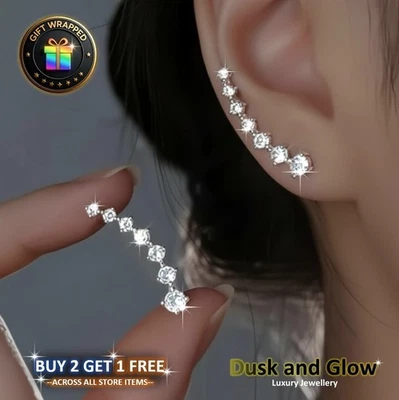 Pendientes de piedra de circonita escalador para mujeres damas niñas joyas regalo Reino Unido NUEVO Foto 1 de 4