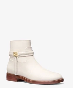 Michael Kors Mindy Flat Bootie Leather Size 7.5 Light Cream Leather NIB $295 - Picture 1 of 6