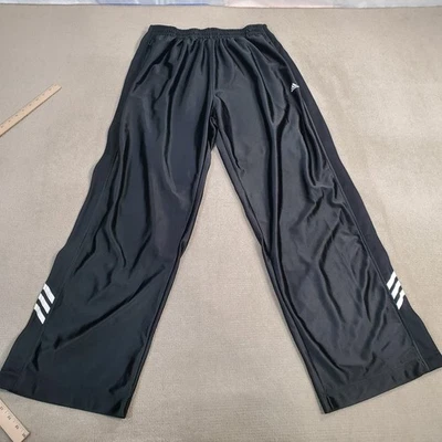 Adidas Tearaway Pants Mens 2XL XXL Black White Warm Up Track Jogger Satin READ * - Image 1 of 4