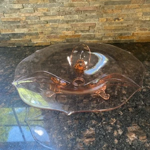 Pink Glass Footed Dish/ 12” - Picture 1 of 10