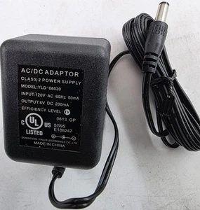 AC/DC Adaptor Class 2 Power Supply Model  YLD-06020 6V DC 200mA Input 60 Hz 50mA - Picture 1 of 5