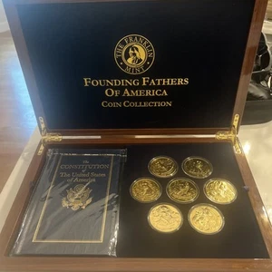 Collezione monete The Franklin Mint Padri Fondatori monete placcate oro 24 carati - Foto 1 di 8