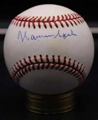 Warren Spahn Signed Rawlings ONL Baseball Braves Autograph D13206 - Image 1 of 4