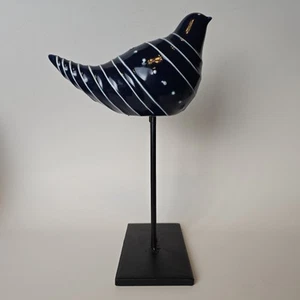 MCM Bitossi ispirato ceramica smaltata blu BIRD supporto metallo 10” arte moderna ceramica - Foto 1 di 24